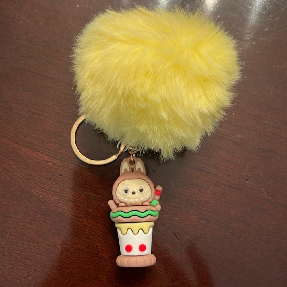 Plush Pom-Pom Keychain with Cute Labubu Character new
